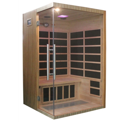 Hemlock and zebrano 2 person far infrared dry sauna room