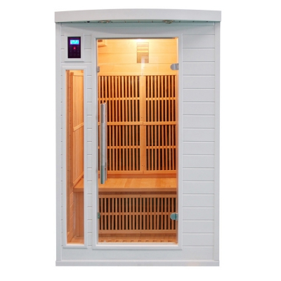 2 person Hemlock wood white paint far infrared carbon heater sauna room